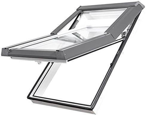 Kunststoff Dachfenster 55x78 cm - Günstig! Blitzversand! - Hoch-Schwingfenster SKYLIGHT PVC mit 2-fach Verglasung und Eindeckrahmen für Ziegel !!