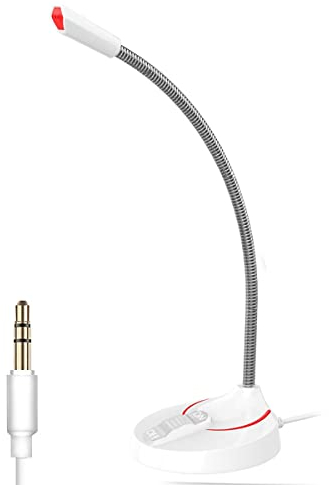 Tiardey Micrófono estéreo con Soporte para PC,computadora portátil.Ideal para transmisión,Chat,grabación,Llamadas en Conferencia,Enchufe USB - Blanco