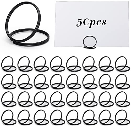 Zhengmy 50 Pcs Place Card Holder Table Number Holders, Black