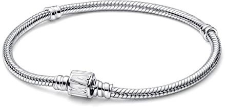 PANDORA Moments Marvel Logo-Verschluss Schlangen-Gliederarmband aus Sterling-Silber mit Emaille in der Farbe Silber-Weiß, Gr.18, 592561C01-18