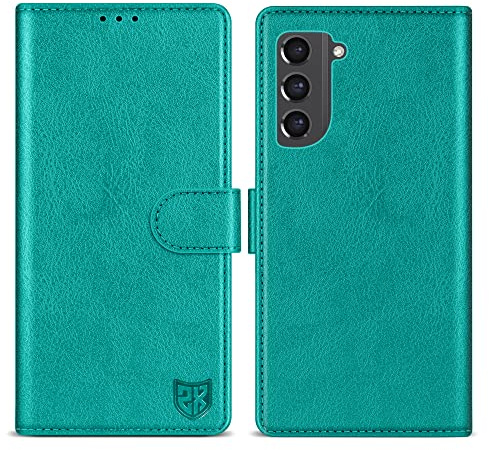 ZZXX for Galaxy S21 FE Wallet Case Magnetic Closure 6.4 inch,Lake Blue