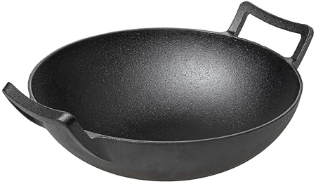 Blackwell Wokpfanne | Ø 32 cm | Gusseisen | Schwarz | für alle Herdarten, einschließlich Induktion, Grill und Backofen