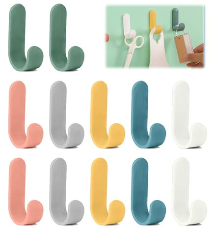 12 Stück Kleiderhaken Selbstklebend Ohne Bohren, Handtuchhalter, Kinder Kleiderhaken, Praktische Wandhaken Klebehaken für Bad Toilette Handtuchhalter Küche Büro(Bunte), Badhook Badhook Towel Rack