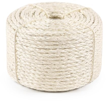 SIsal Rope for Cat Scratcher 1/4 164 Foot White Natural Sisal Rope for Repairing Cat Scratching Post