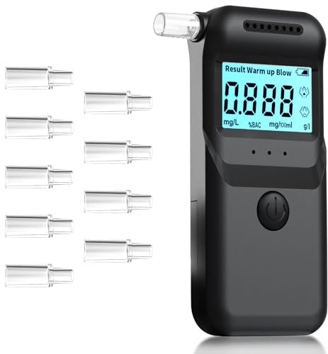 Eosbird Alcohol Tester, Professional Breathalyser Alcohol Tester with 10 Mouthpieces, CE Certified Digital Breathalyser with LCD Screen,High Accuracy Alcohol Breathalyzer