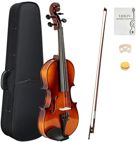 LALAHO Violin 1/2 Size for Beginners, Set for Kids with Case, Rosin, Bow & Manual, Quarter Acoustic Violin fiddle for Beginners