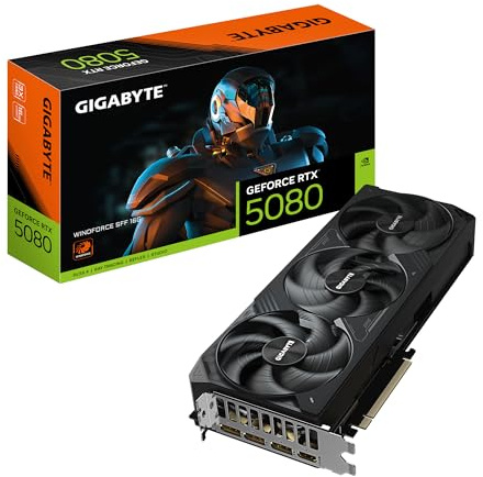 Gigabyte GeForce RTX 5080 WINDFORCE SFF 16G Grafikkarte - 16GB GDDR7, 256 Bit, PCI-E 5.0, 2617MHz Core Clock, 3 x DisplayPort, 1 x HDMI, GV-N5080WF3-16GD