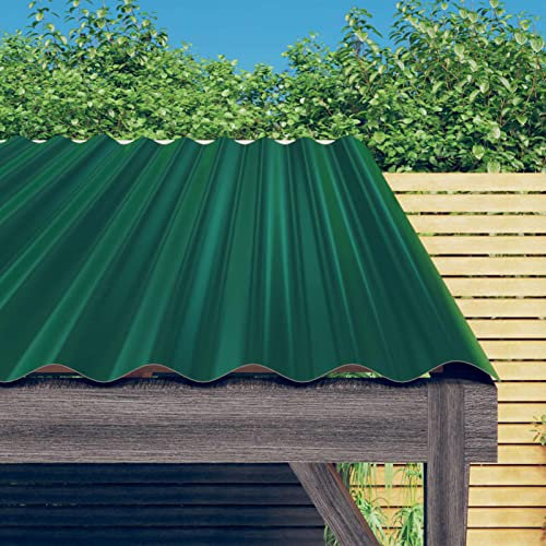 Powder coated Steel Roof Panels for Greenhouses Sheds Carports 12 pcs Corrugated Roof Sheets Covers for Huts Kennels Garages Green 100x36 cm