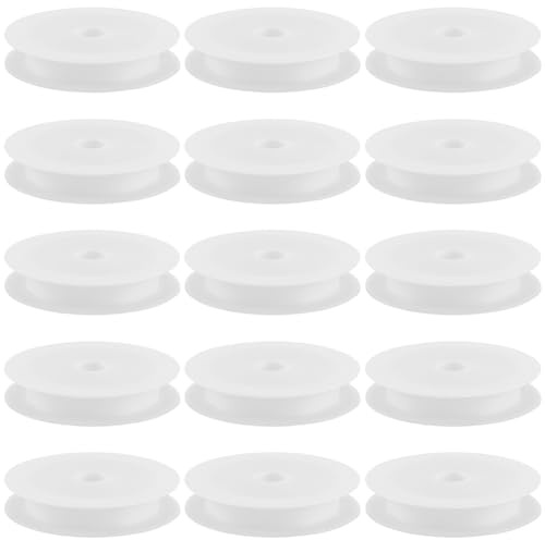 SUNNYCLUE 15 bobina de Plástico Vacía, Carrete de Hilo Blanco de 6.9cm de Diámetro, Cuerda Plana, Alambre de Ganchillo, Organizador de Encaje, Carretes para Coser, Bordar, Tejer, Manualidades Y Acceso