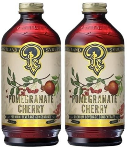 Portland Syrups Pomegranate Cherry Syrup – Craft Delicious Cocktails, Coffees, Mocktails, Sodas, and More – Ideal for Drinks & Adding a Flavor to Any Beverage – 12 oz with 24 Servings (Pack of 2)