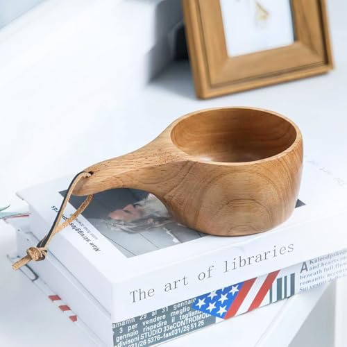 JINYOMFLY Holztasse Holztassen Große 250ml, Kuksa Holztasse Kaffeetasse aus Holz, Kuksa Holzbecher Camping Becher aus Holz, für Picknick, Wandern oder als Geschenk