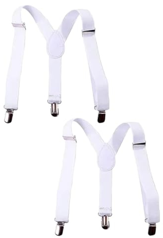 Txuolin 2 Tirantes Blancos Para Niños Y Niñas, Suspensores Elásticos Ajustables Con Clip En La Espalda En Y Con Clips De Metal
