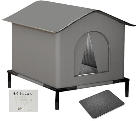 Casa para Gatos Exterior Impermeable,Refugio Exterior con Suelo Elevado Y