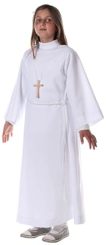 Holyart Abiti Prima Comunione: Abito Prima Comunione Unisex Bianco, 110 cm (43.5 INC.)