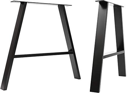 The Hairpin Leg Co. A-Frame Metal Table Legs, 71 x 78cm, Black | Desk/dining; powder coat; 75x25mm box section steel; TIG welded; 2 legs; screws, floor protectors & build guide; indoor only