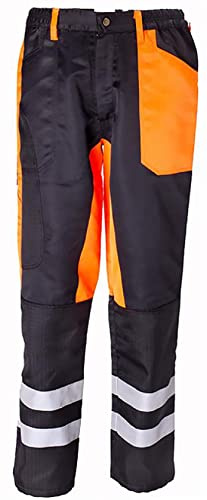 AMA Pantaloni da Lavoro per Giardinaggio e Lavori Forestali – Taglia M, Colore Arancio, Nero, Peso 605 g, Materiale Ultraresistente e Lavabile per attività Outdoor