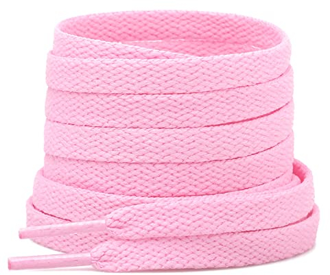 Stepace 2 Paires - Lacets Plats pour Chaussures, Lacets de Remplacement de 8 mm de Qualité Supérieure pour Chaussures de Sport, Chaussures de Ville Rose 120 cm