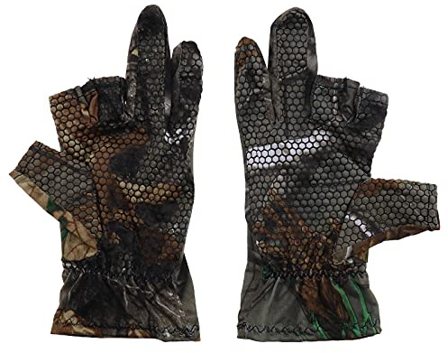 eMagTech 1 paio di 3 guanti da pesca senza dita bassi per gli uomini di caccia, kayak, escursionismo, mimetico, estivo, antiscivolo, assorbe l'umidità, ad asciugatura rapida