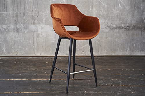 KAWOLA Barhocker ZAJA Barstuhl, Barhocker, Küchenstuhl, Bistrohocker, samt Velvet Cognac