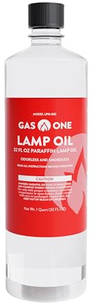 Gas One Liquid Paraffin Lamp Oil – 32oz - 1 qt. Clear Oil Lamp – Multifunctional Lamp Oil Smokeless Odorless Indoor Ideal for Lamps, Lanterns, Torches – Superior Seal and Safe Packaging