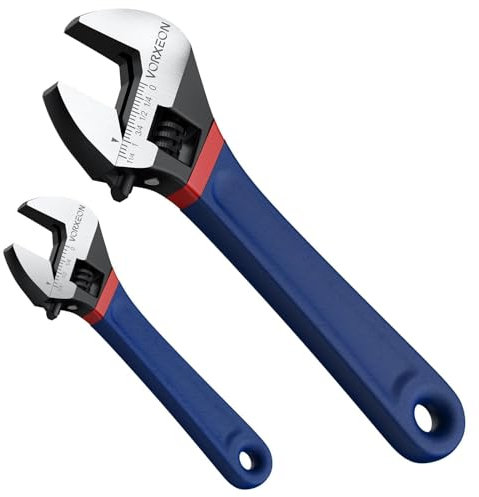 VORXEON Rollgabelschlüssel-Set 153/254mm(6/10 Zoll) | Hochfester Stahl | Metrisch/Imperial | Rutschfeste Griffe Geschmeidiges Öffnen Bis 19/30mm