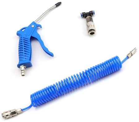 HERKINDNESS Soufflette Air Comprimé, Pistolet à Air Comprimé Multifonction, Pistolet Compresseur Air avec Tuyau en Spirale de 5 Mètres, pour Nettoyer L'intérieur et Meubles de Voiture