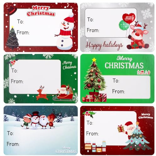 Xmas Present Labels Gift Stickers - 120pcs Sticky Labels Self Adhesive Stickers for Christmas Parcels