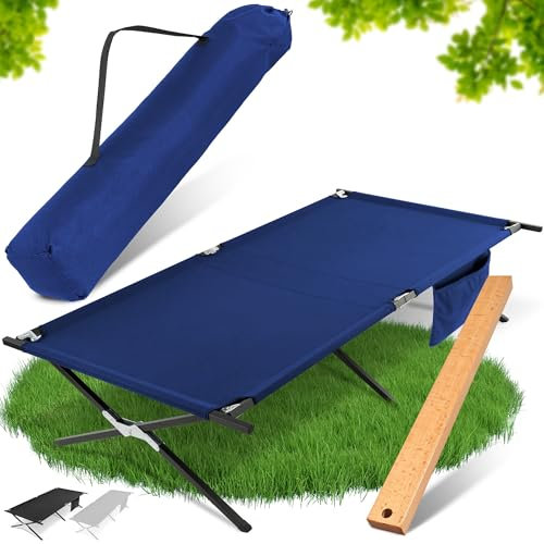 HAINBAUR Feldbett XXL 200kg belastbar 210x70 und 210x100 [Montagetool] – Campingbett, Campingliege faltbar leicht, Feldbett klappbar, Camping Bett