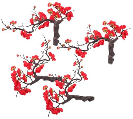 POPETPOP Lot de 4 Branches de Cerisier Artificielles Réalistes pour Décoration de Maison Bureau Bibliothèque Table