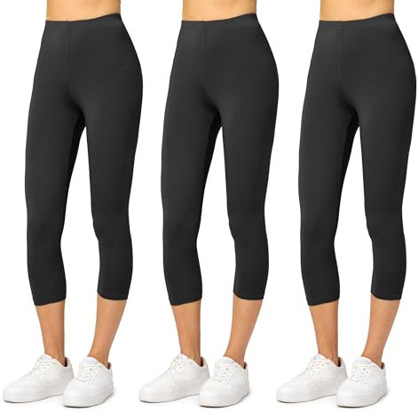 Merry Style Damen Leggings 3/4 Capri Leggings aus Viskose MS10-144 (Schwarz/Schwarz/Schwarz, XXL)