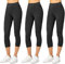 Merry Style Damen Leggings 3/4 Capri Leggings aus Viskose MS10-144 (Schwarz/Schwarz/Schwarz, XXL)
