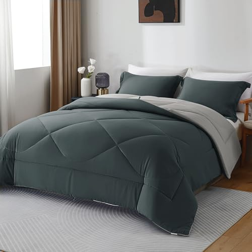 beeweed King Size Duvet, 10.5 Tog Down Alternative Comforter Set with 2 Shams, Reversible Coverless Duvet Microfiber Soft Warm Bed Quilt for All Seasons, Machine Washable, 230x220cm