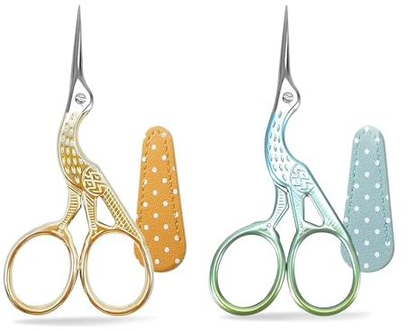 2 Pcs Embroidery Scissor, Sewing Scissors Set with Protective Cover, Portable Stainless Steel Sewing Scissors, Fabric & Thread Tool, Suitable for Sewing, Embroidery, Needlework