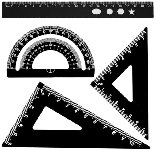 Escuadra cartabon y transportador, Juego de reglas de Metal de 4 piezas,Transportador De Angulos, Kit de geometría matemática Para Ingenieros, Profesores, Estudiantes