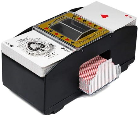 Lempefe Mezclador de cartas automático, juego de cartas para juegos de mesa, máquina automática eléctrica para mezclar cartas, 2 barajas de póquer