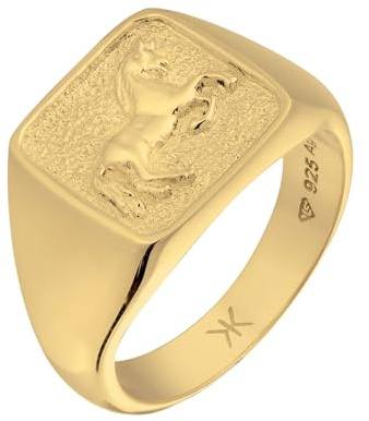 Kuzzoi Anello da uomo in argento sterling 925, con simbolo di cavalli, anello con sigillo in argento Sterling 925, realizzato a mano, da uomo, misura 60-66, 06782725, 60, metallo prezioso