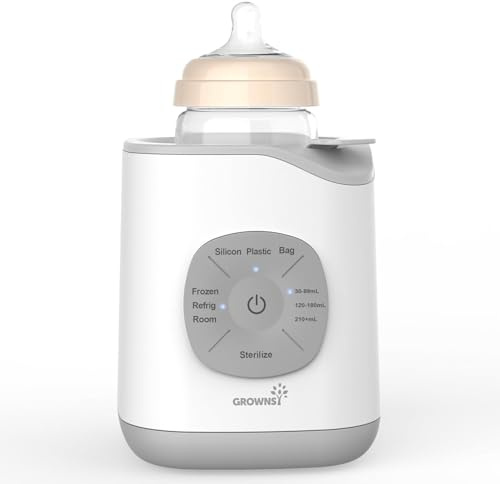 Grownsy Flaskvärmare, baby, automatiska program och exakt temperatur | Inga gåtavgissningar tack vare automatik, 3-5 min. Uppvärmning, mjukt vattenbad, jämn värme, upptining och sterilisering