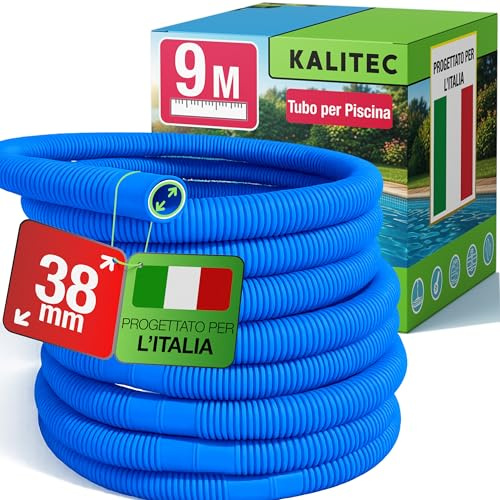 Kalitec Tubo Piscina 38mm, 9m Blu - Tubo Flessibile per Pompa e Skimmer