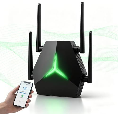 Repetidor WiFi 1167Mbps Doble Banda 2.4G+5G, Amplificador de Señal para Hogar Oficina, Elimina Zonas Muertas, Compatible con Routers
