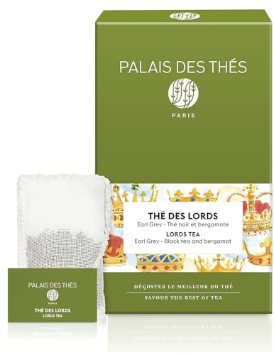 PALAIS DES THÉS, THÉ DES LORDS, Earl Grey, Thé Noir de Chine à la Bergamote, Agrumes, 20 Sachets Mousselines