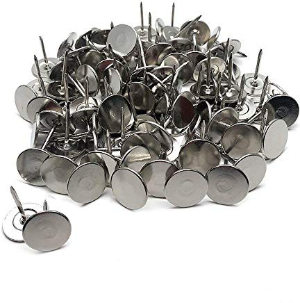 S SYDIEN 100Pcs Flat Head Upholstery Tacks Home Furniture Decor Tacks Upholstery Nails Flat Push Pins Flat Thumb Tacks Silver (16mmx20mm)
