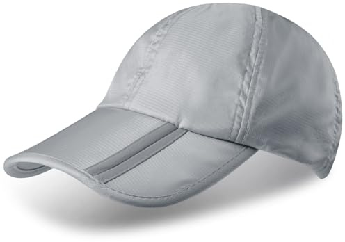 Sumolux Sombrero portátil Plegable para Hombres y Mujeres, para Exteriores, Lluvia, Sol, de Secado rápido, de ala Larga, Color Gris Claro