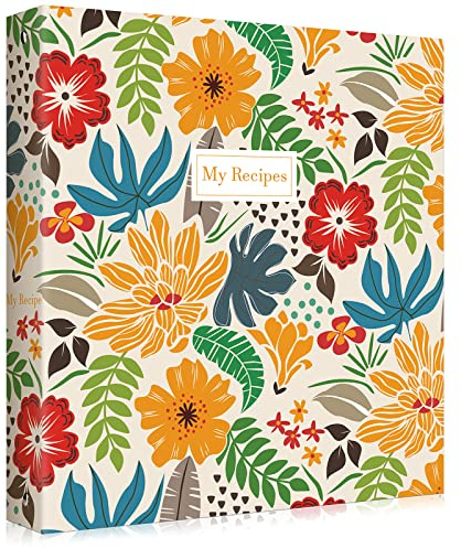 SUPMIND Raccoglitore per ricette, 21,6 x 27,9 cm, 3 anelli, pagina intera, crea il tuo raccoglitore per libri di cucina con protezioni in plastica, carta da stampa a colori e divisori a pagina intera