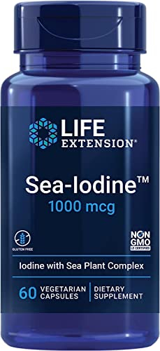 Life Extension, Sea Iodine, 60 vegane Kapseln, 1000IU Jod je Dosis, Glutenfrei, Sojafrei, GMO frei, Geschmacksneutral