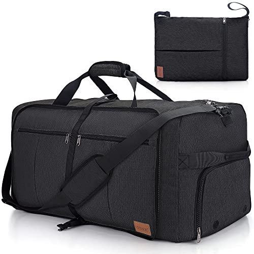 80L EXTRA LARGE Duffle Bag for Travel, 26 Foldable Travel Duffel Bag with Shoe Compartment for Men Women, Waterproof & Tear Resistant (Black, EXTRA LARGE, 80L)