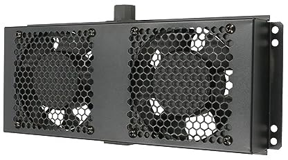 Extralink Unidad de enfriamiento con cable para termostato, 19, 2 ventiladores, para armarios rack, panel de ventilacion, 220V, Negro, ventilador