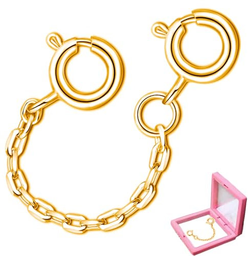 Gold Necklace Extender Sterling Silver 18k Plated Chain Extension for Women Bracelet Safety Link for Normal Size Jewelry 3mm Width 2.3 Length