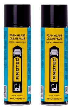 2 Stück Innotec Foam Glass Clean Plus - Lebensmitteltauglicher Glasreiniger - Schlierenfrei, hinterlässt keinerlei Rückstände - Entfernt hartnäckigen Schmutz (Fett, Insektenreste, Nikotin, Ruß uvm.)