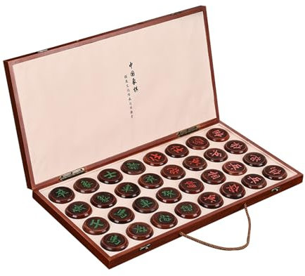 2 Spieler Chinesischen Schach Spiel Set Tragbare Xiangqi Mit Faltbare Bord Tabletop Strategie Brettspiel(Sandalwood,5.8cm/2.3in)