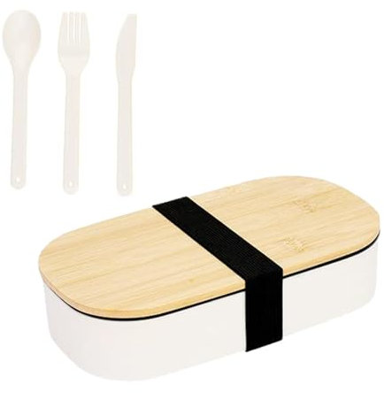 AOMiGT Bento Lunch Box, Boite à Bento 700ML, Boîte à Lunch, Boîte à Déjeuner, Boite Bento pour Salades, Collations, Boite Repas Compartiments avec Accessoires, Bento Japonais Design avec Couverts